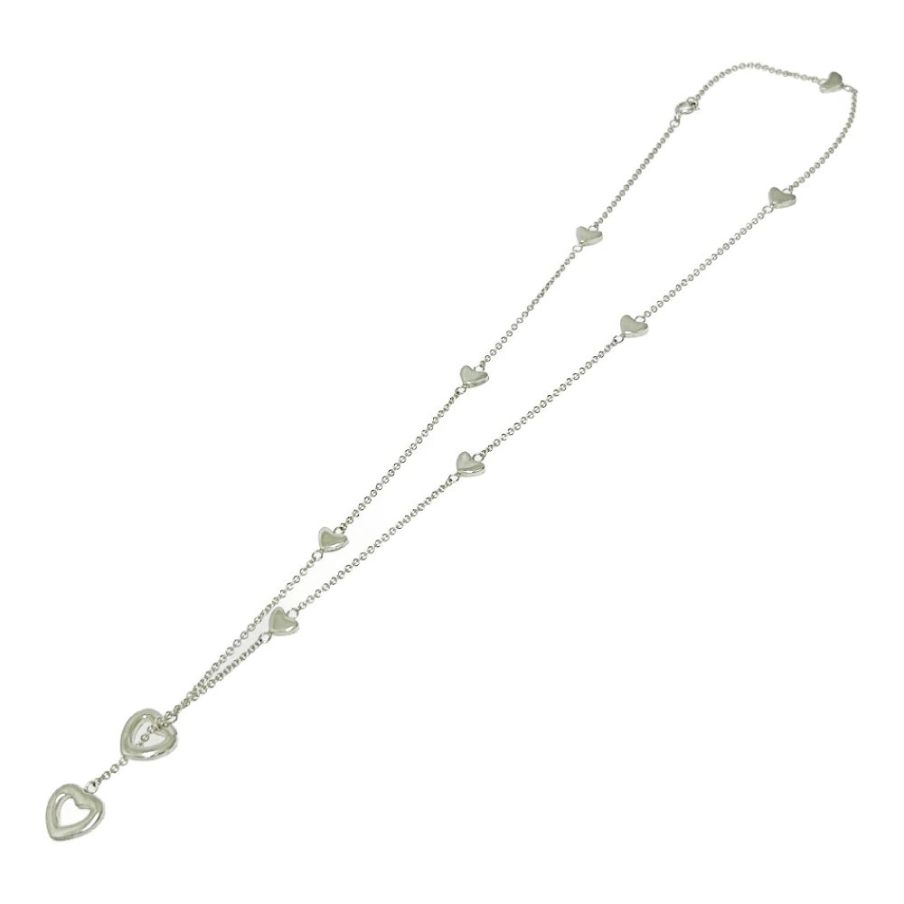 TIFFANYCo Tiffany Silver Heart Link Lariat Necklace Silver